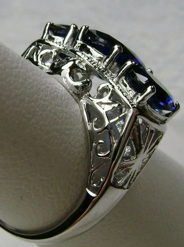 Cocktail Ring, Sapphire Blue Gem, Art Deco Jewelry #D36