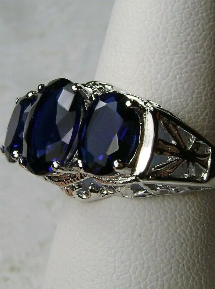 Cocktail Ring, Sapphire Blue Gem, Art Deco Jewelry #D36