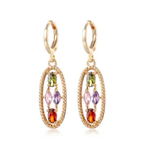 Colored Crystal & 18K Gold-Plated Oval Huggie Earrings