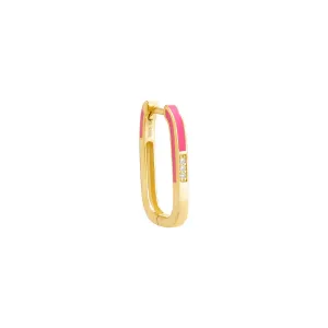 Colored Enamel x Pave Oval Shape Huggie Earring