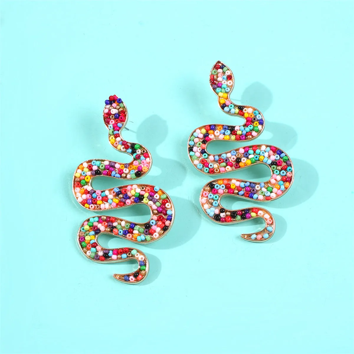 Colored Howlite & 18K Gold-Plated Snake Dangle Earrings