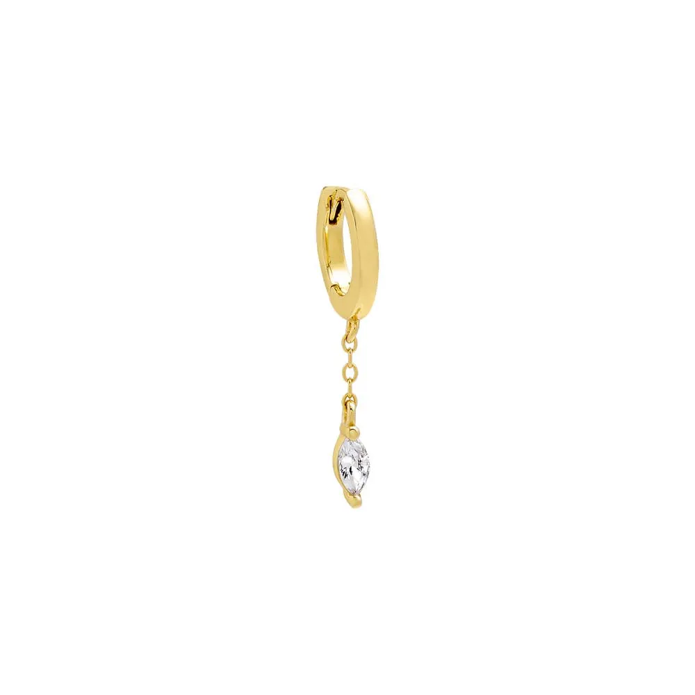 Colored Marquise Dangling Chain Huggie Earring