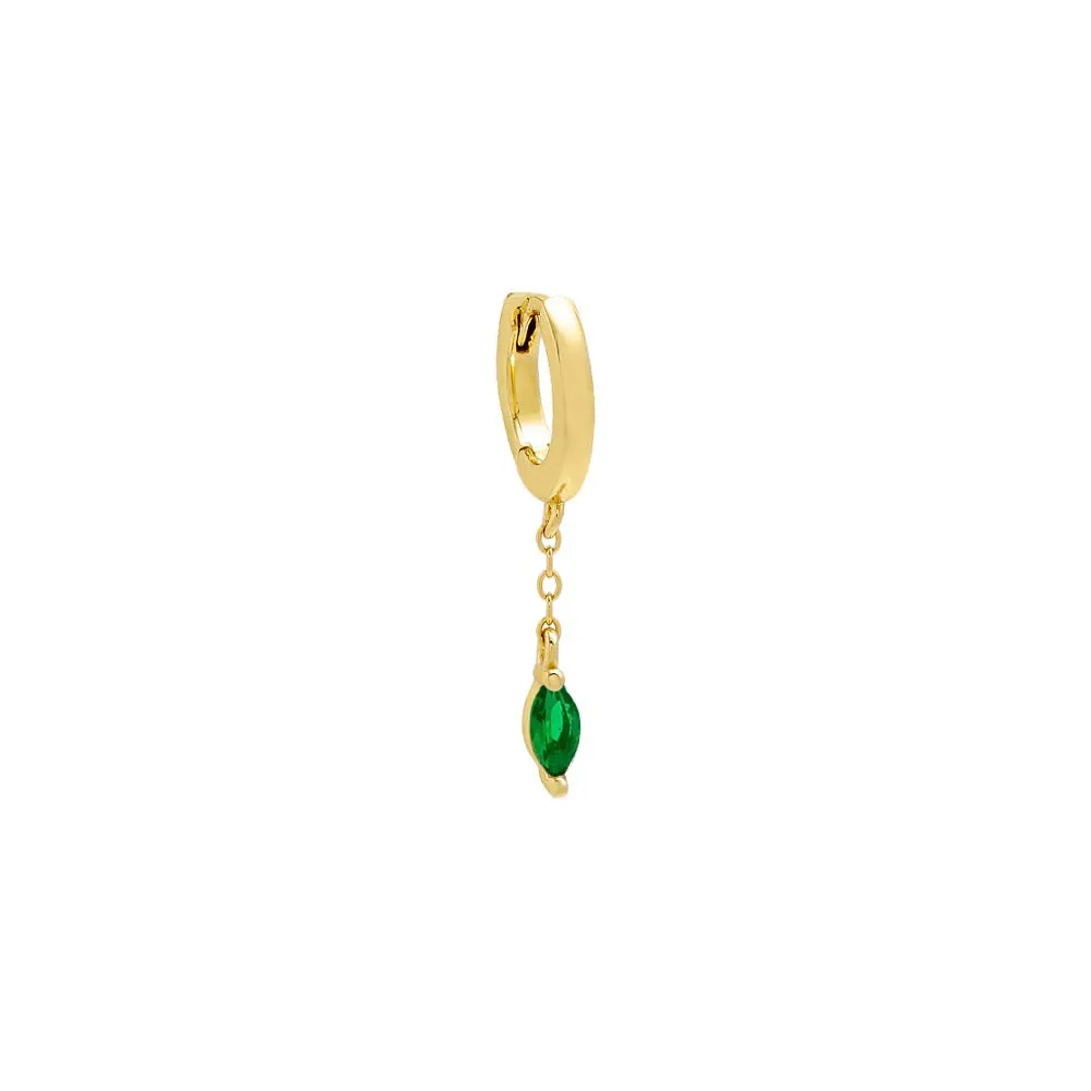 Colored Marquise Dangling Chain Huggie Earring