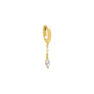 Colored Marquise Dangling Chain Huggie Earring
