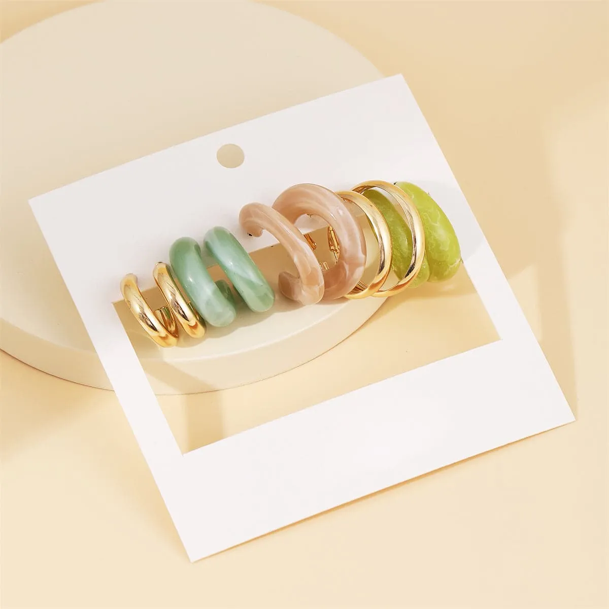 Colored Resin & 18K Gold-Plated Hoop Earring Set