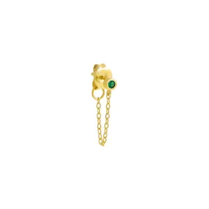 Colored Tiny Solitaire Bezel Chain Front Back Stud Earring