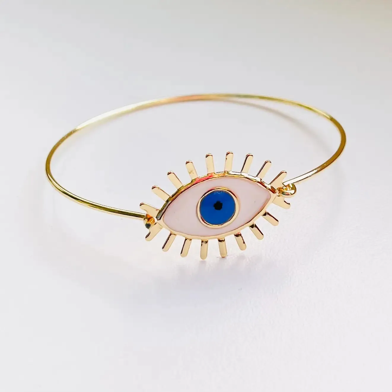 Colorful Evil Eye Bracelet: Rhodium/Gold Plated Metal