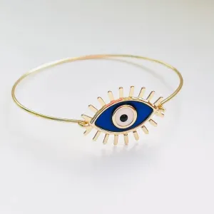 Colorful Evil Eye Bracelet: Rhodium/Gold Plated Metal