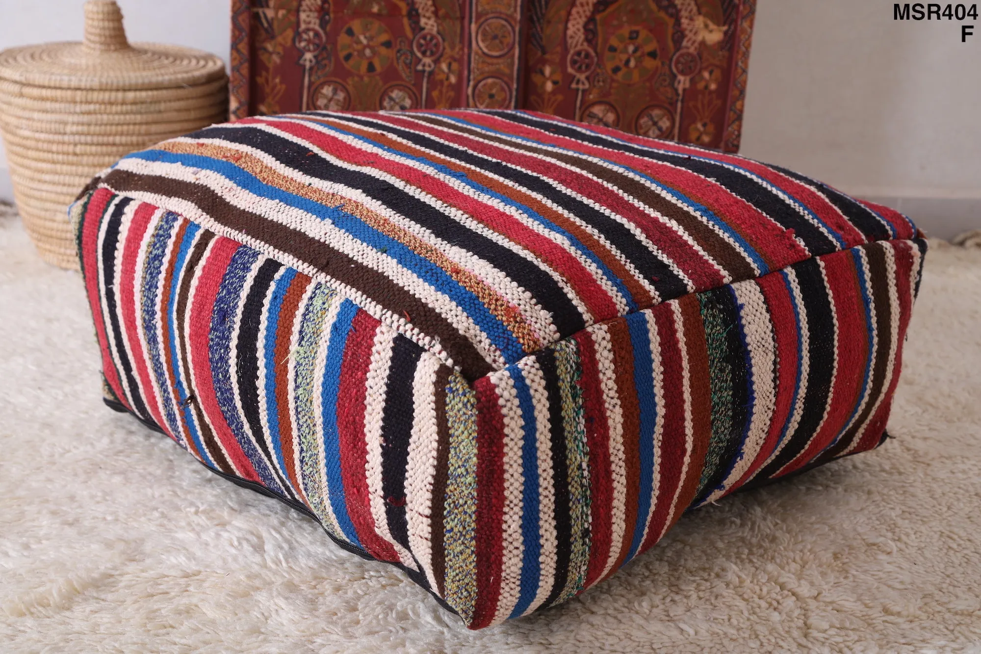 Colorful moroccan berber pouf handmade