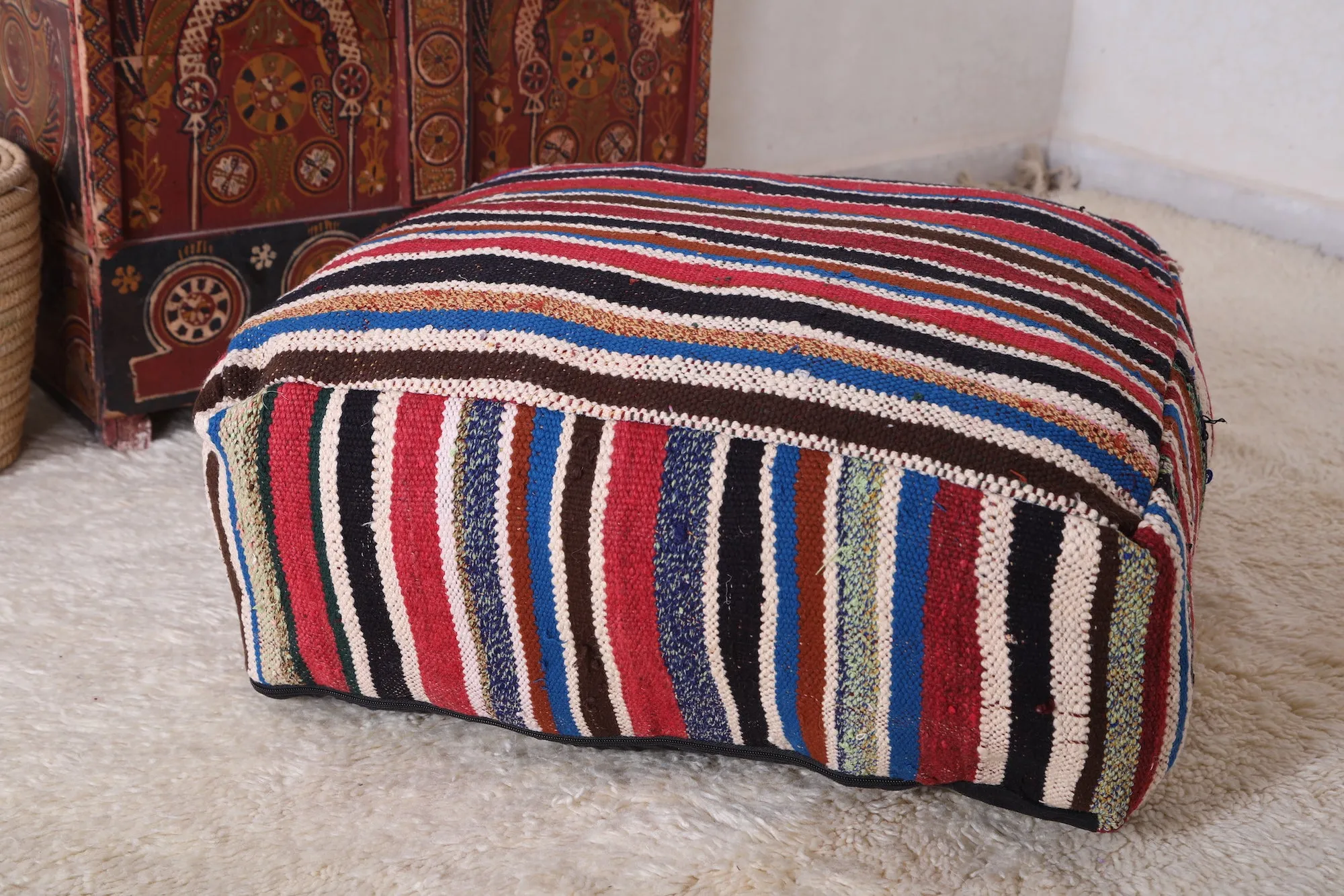 Colorful moroccan berber pouf handmade