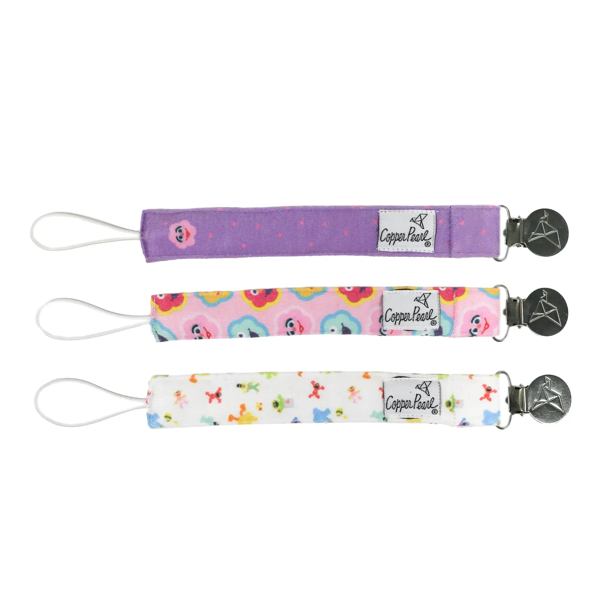 Copper Pearl Sesame Street Binky Clip Set - Abby and Pals