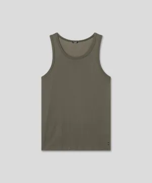 Cotton Mesh Tank Top: Military Green