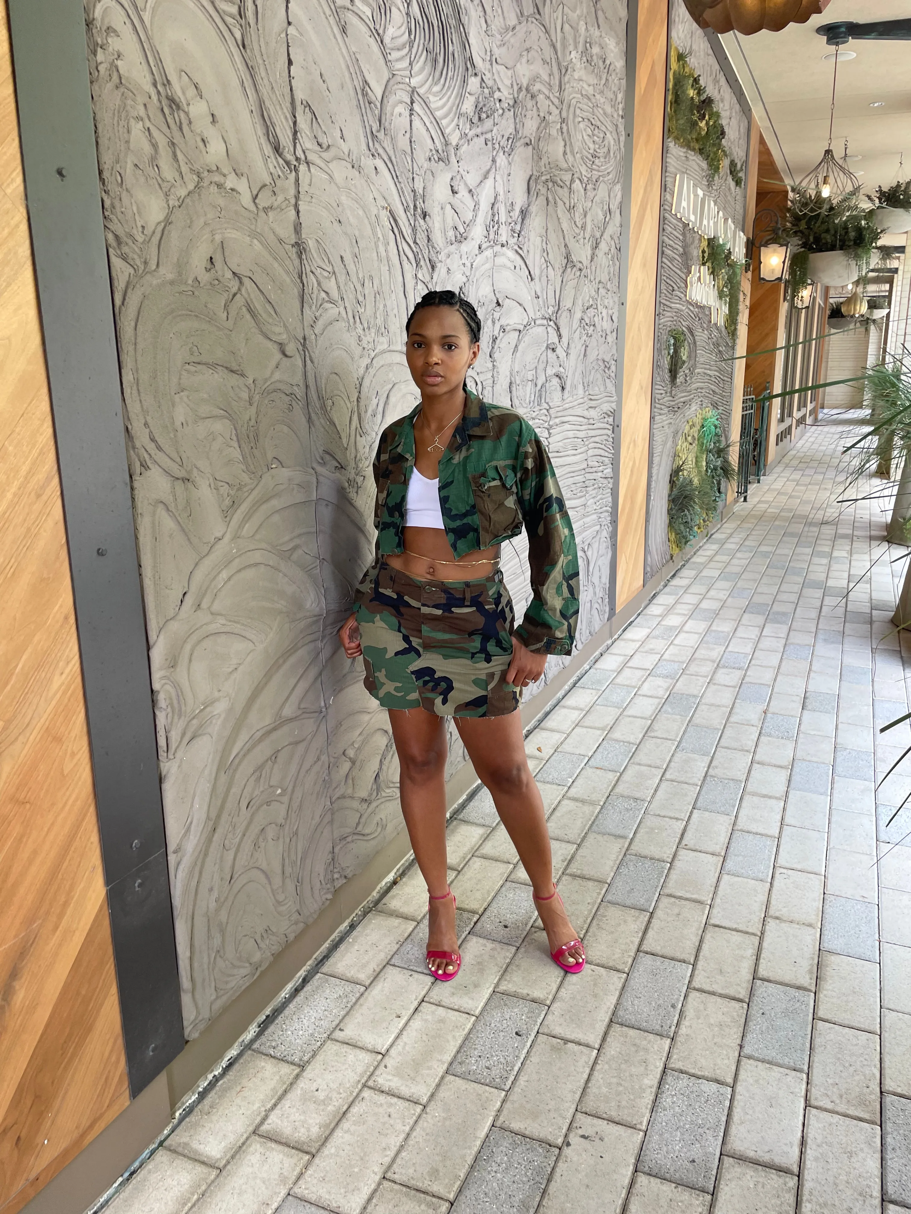 Crop Army Green Camo Jacket