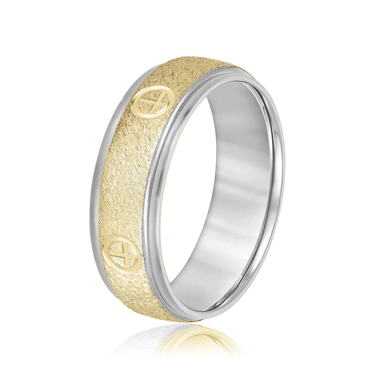 Cross Engraved Men's Diamond Wedding Band