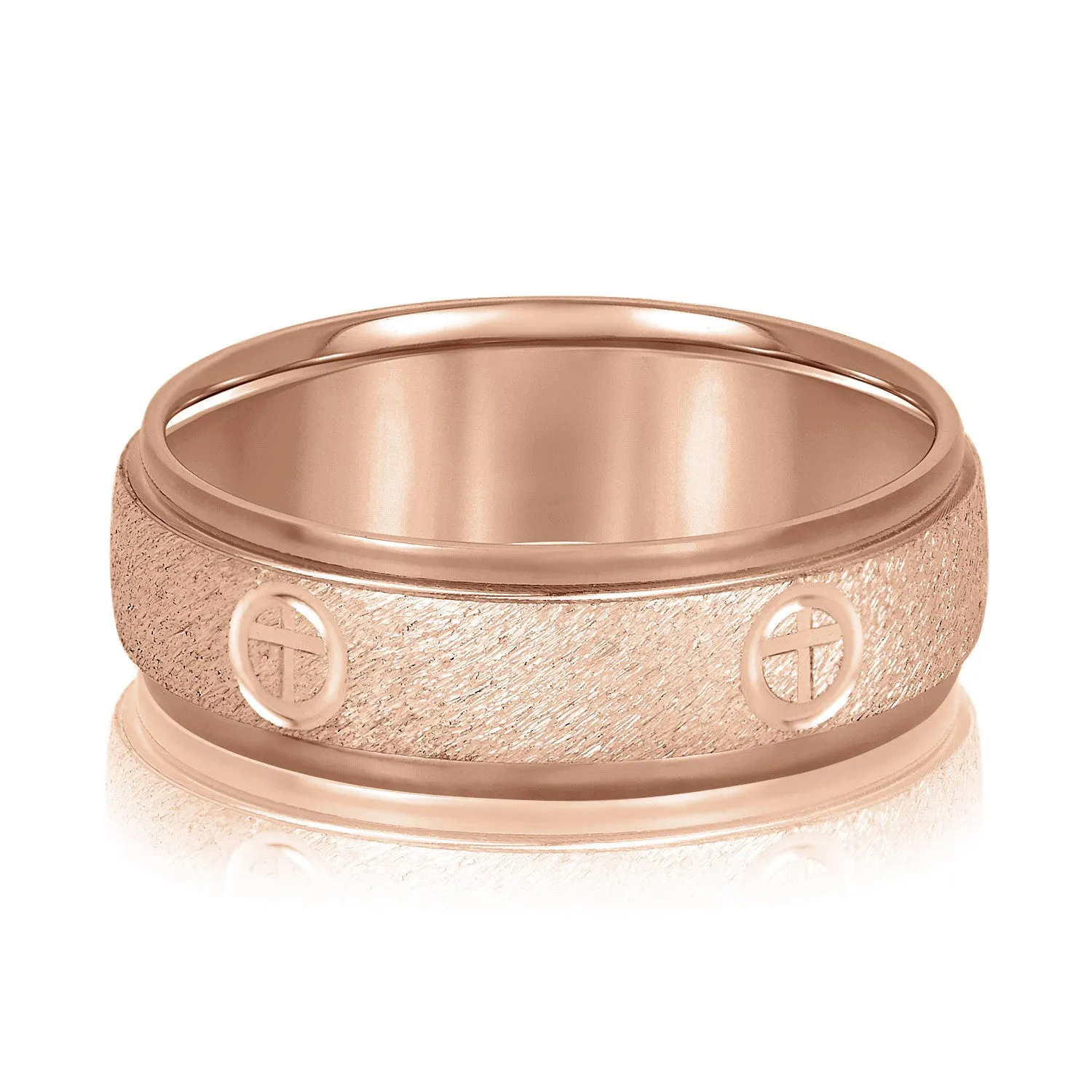 Cross Engraved Men's Diamond Wedding Band