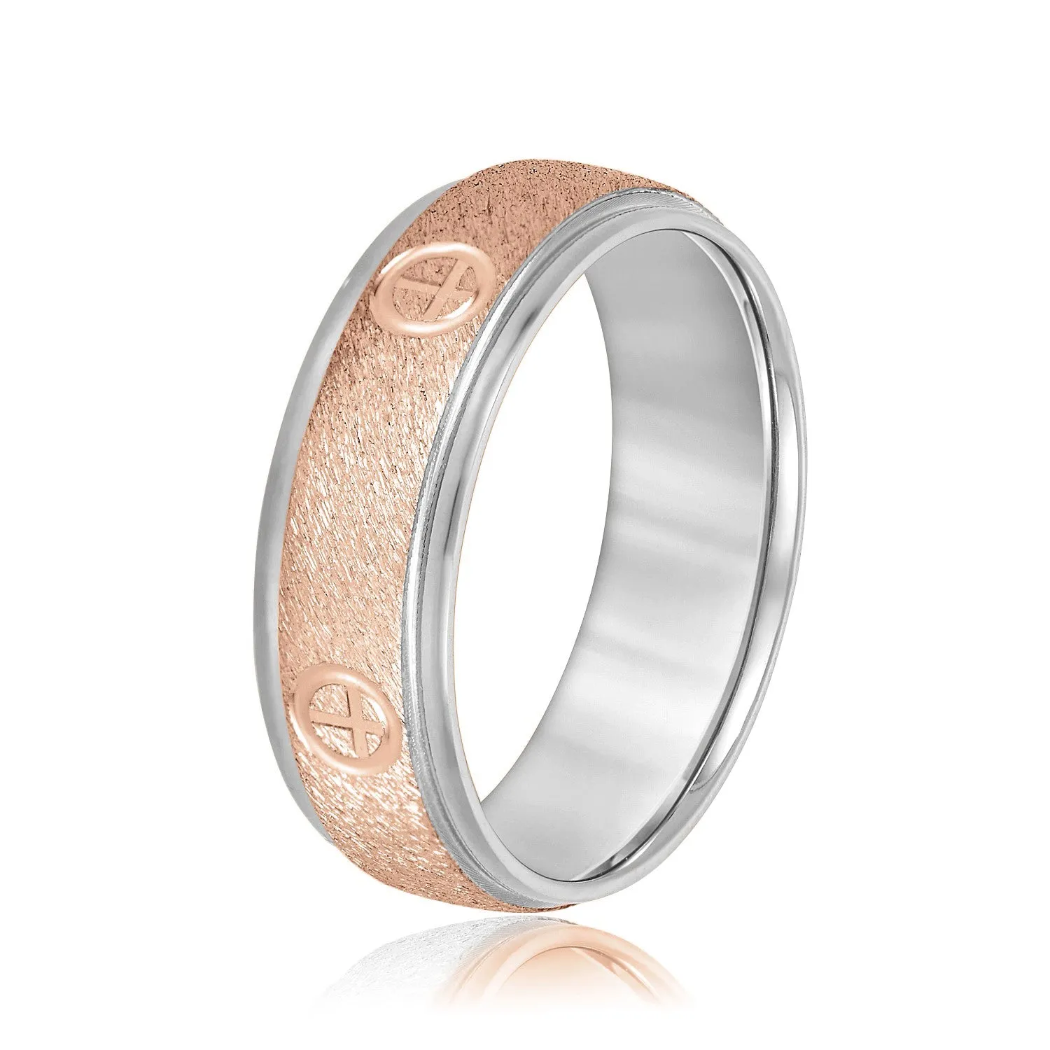 Cross Engraved Men's Diamond Wedding Band