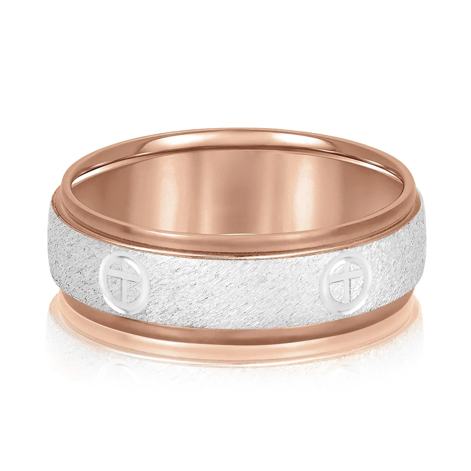 Cross Engraved Men's Diamond Wedding Band