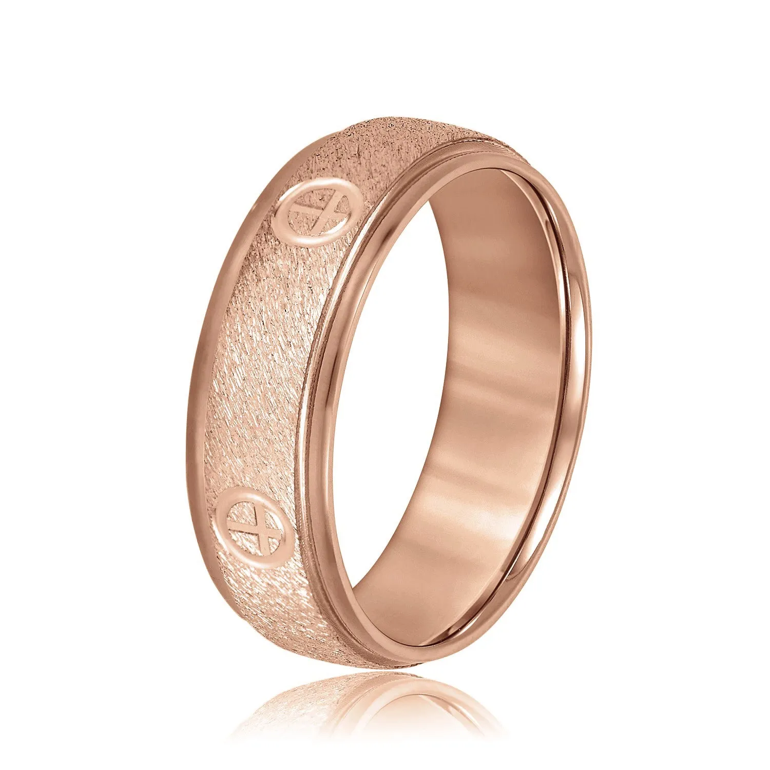 Cross Engraved Men's Diamond Wedding Band