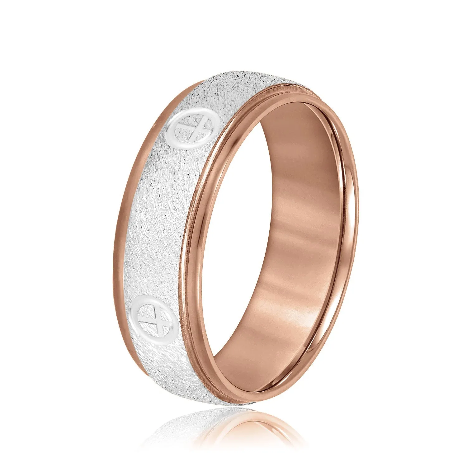 Cross Engraved Men's Diamond Wedding Band