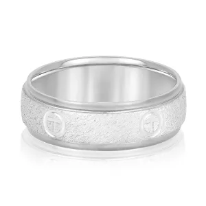 Cross Engraved Men's Diamond Wedding Band