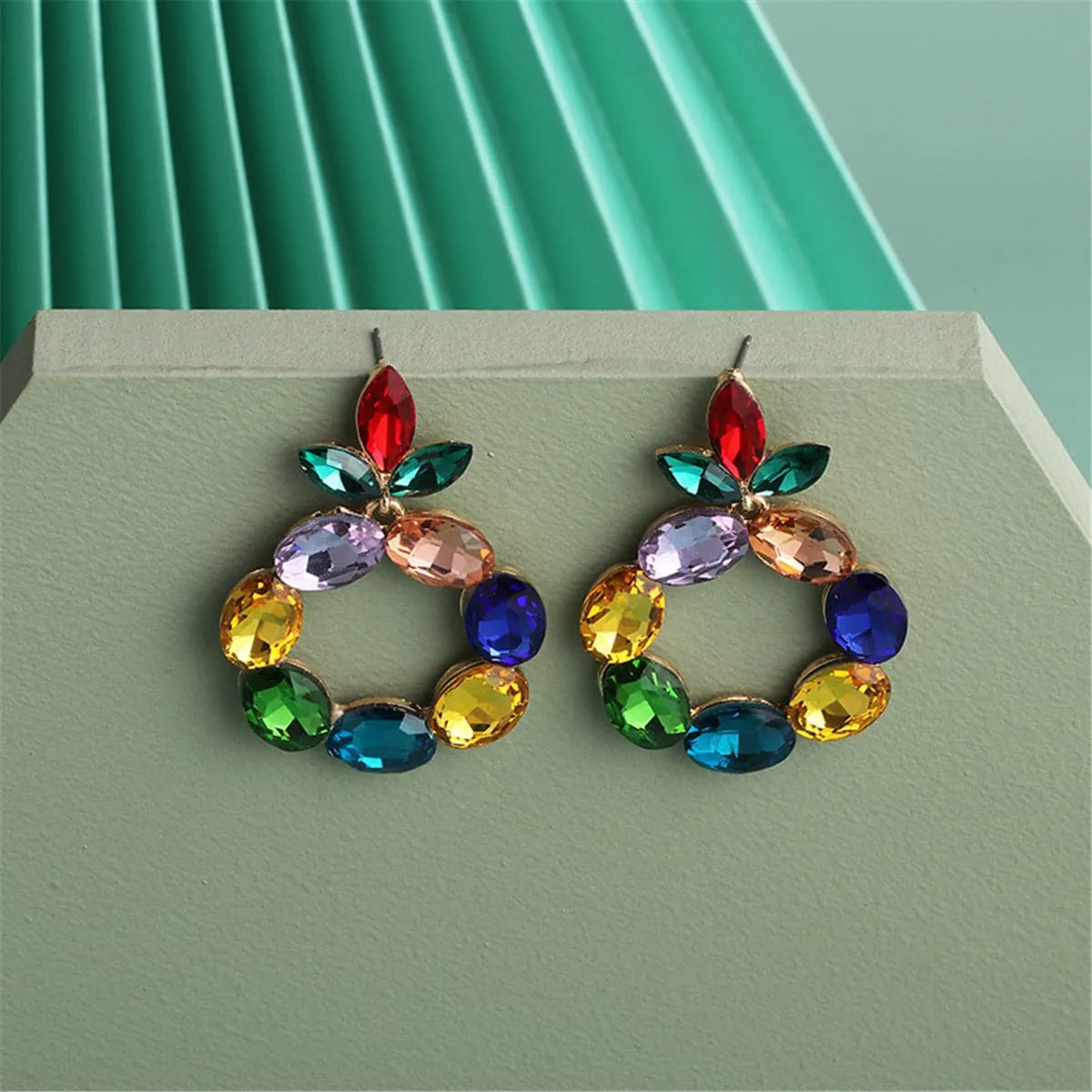 Crystal & 18K Gold-Plated Botany Oval-Cut Drop Earrings