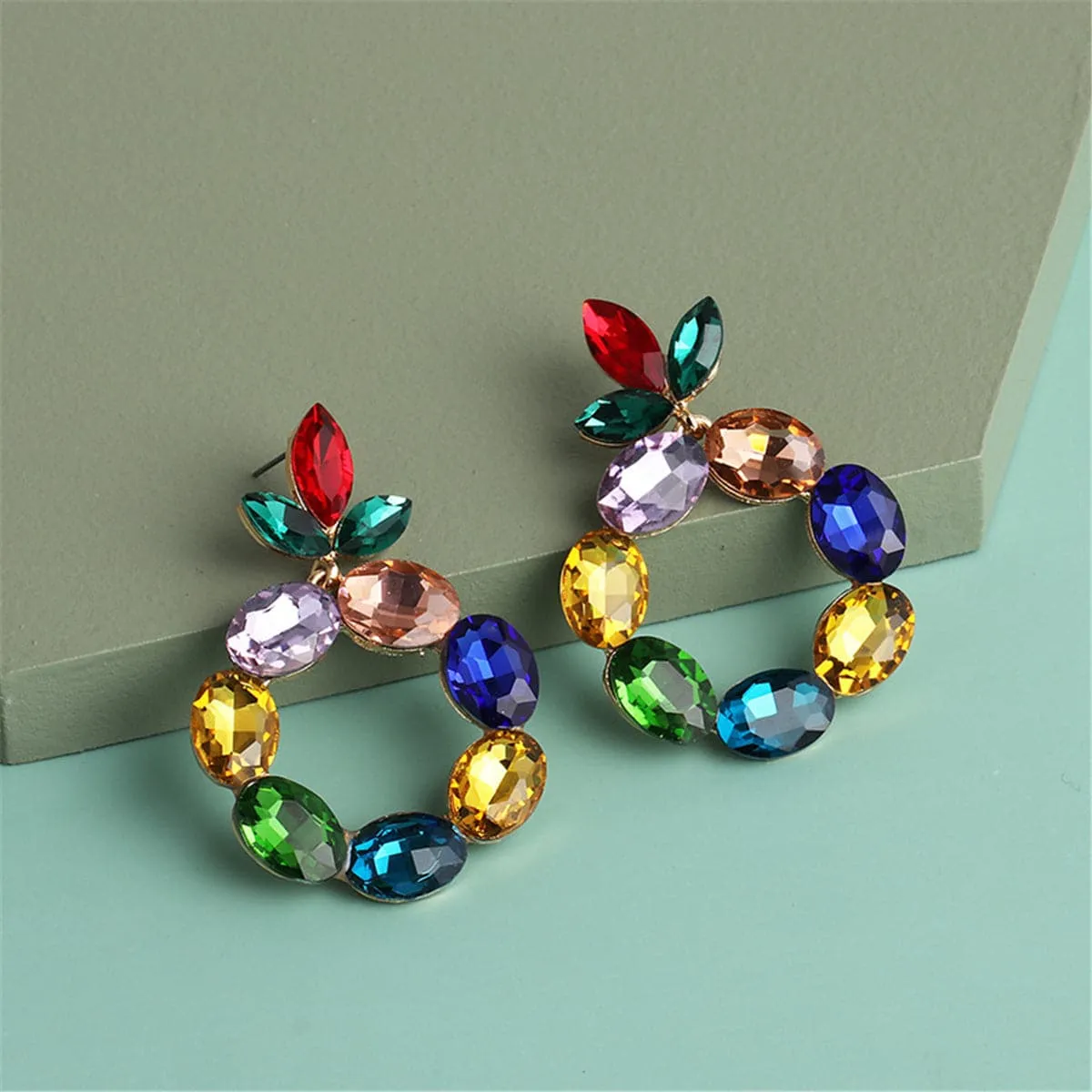 Crystal & 18K Gold-Plated Botany Oval-Cut Drop Earrings