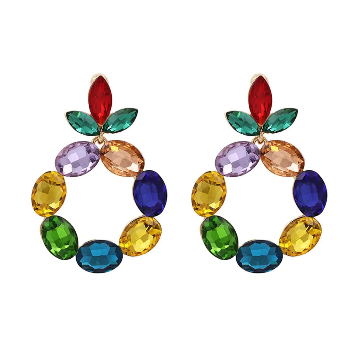 Crystal & 18K Gold-Plated Botany Oval-Cut Drop Earrings