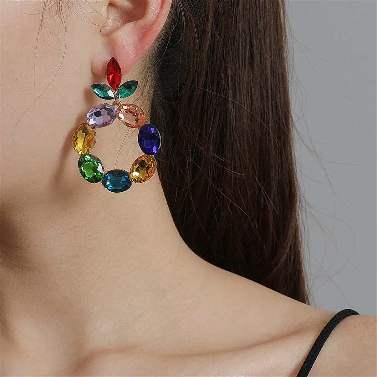 Crystal & 18K Gold-Plated Botany Oval-Cut Drop Earrings