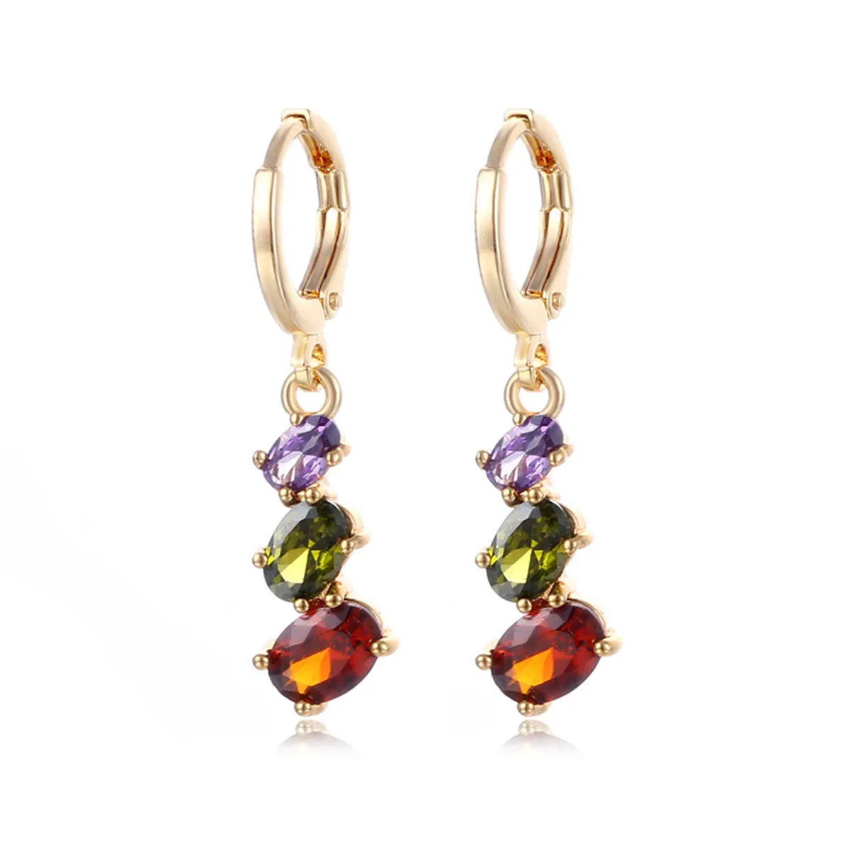 Crystal & 18K Gold-Plated Oval-Cut Huggie Earrings