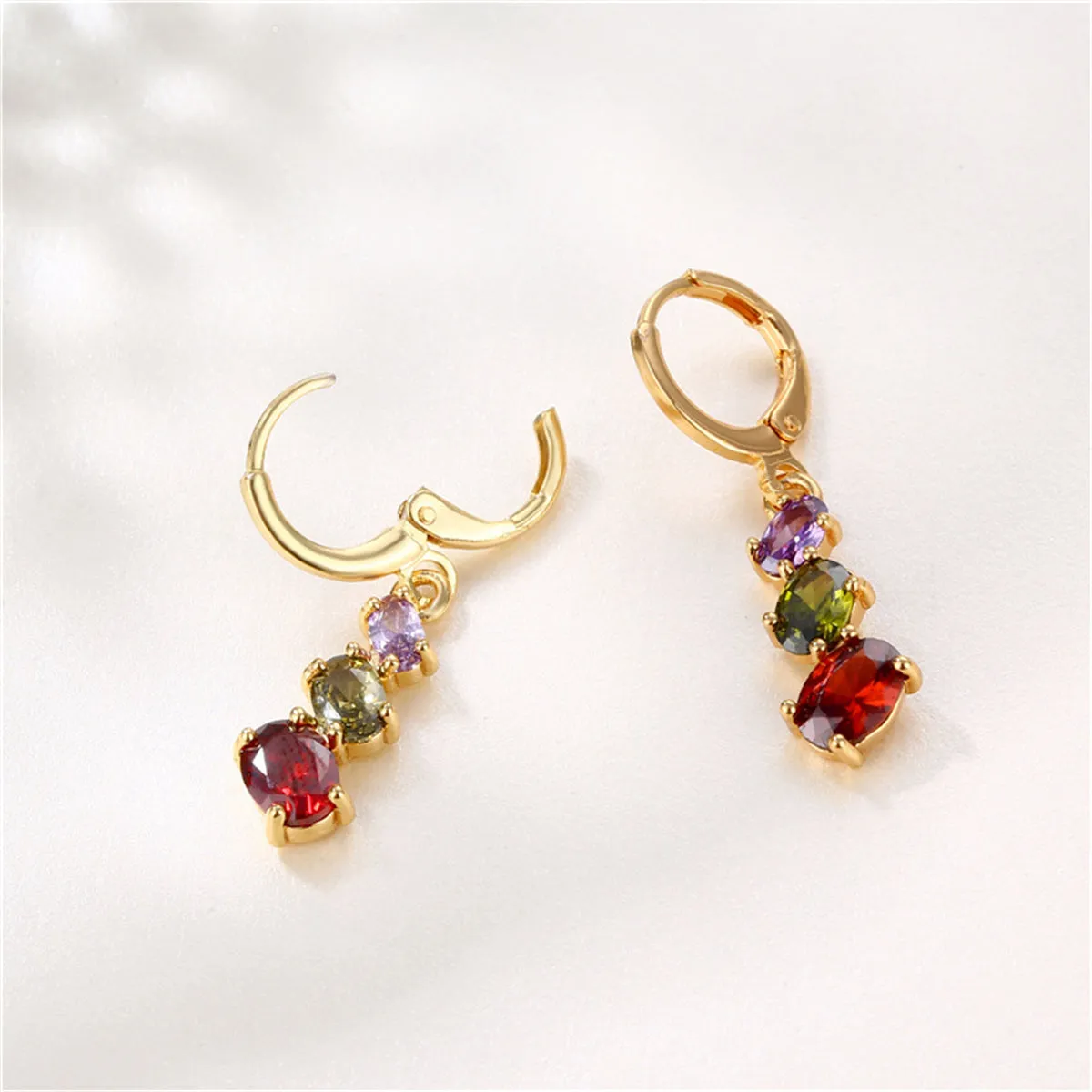 Crystal & 18K Gold-Plated Oval-Cut Huggie Earrings