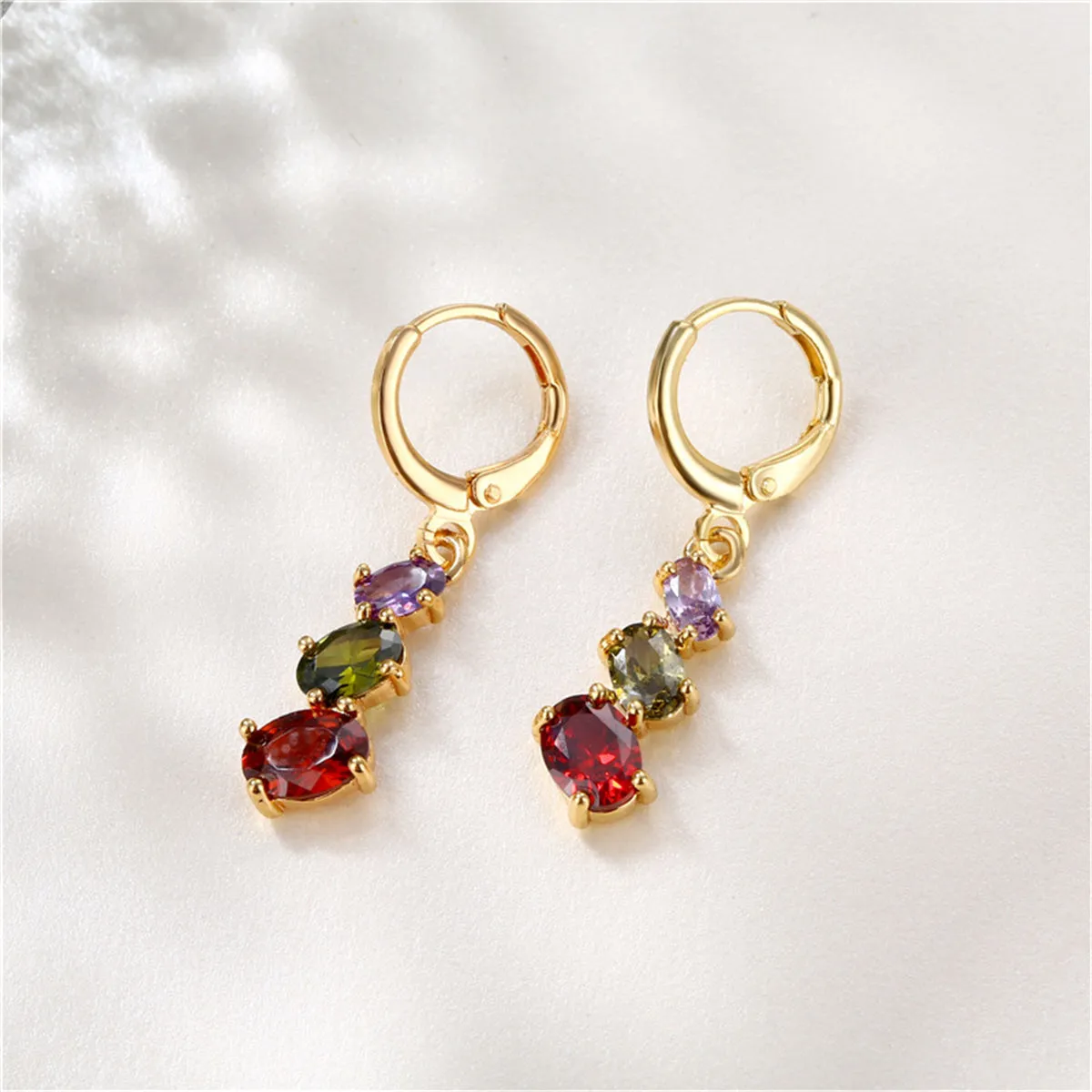 Crystal & 18K Gold-Plated Oval-Cut Huggie Earrings