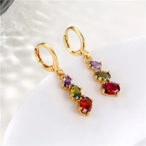 Crystal & 18K Gold-Plated Oval-Cut Huggie Earrings