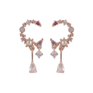Crystal & Cubic Zirconia 18K Gold-Plated Half Moon Charm Drop Earrings