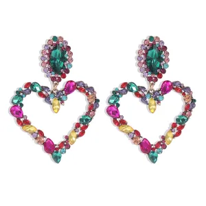 Crystal & Cubic Zirconia 18K Gold-Plated Heart Drop Earrings