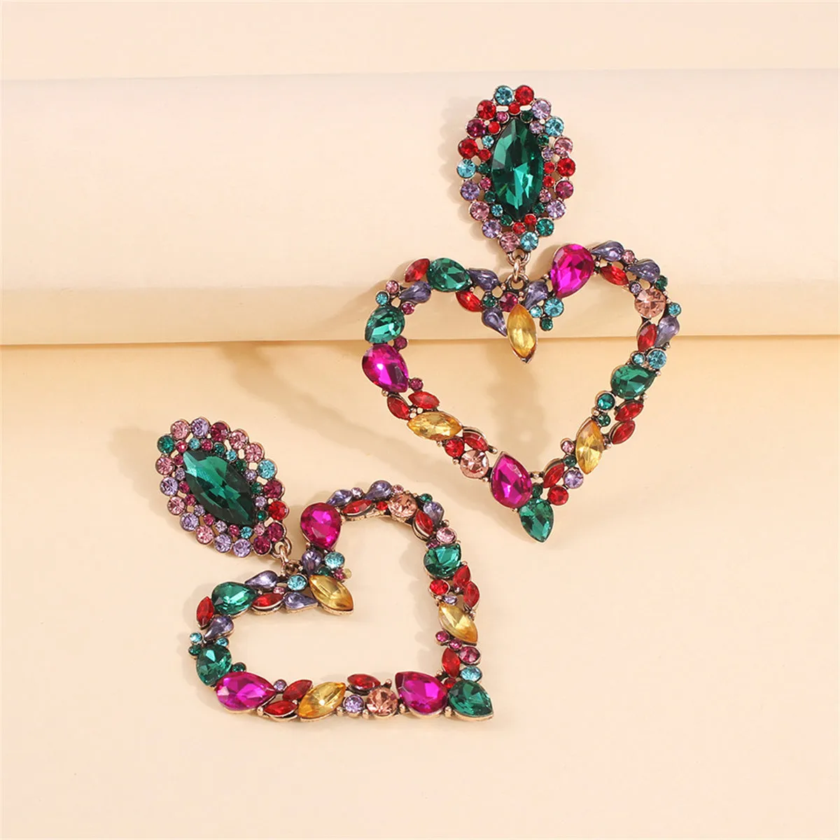 Crystal & Cubic Zirconia 18K Gold-Plated Heart Drop Earrings
