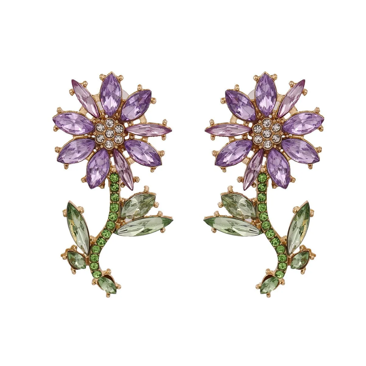 Crystal & Cubic Zirconia Sunflower Drop Earrings