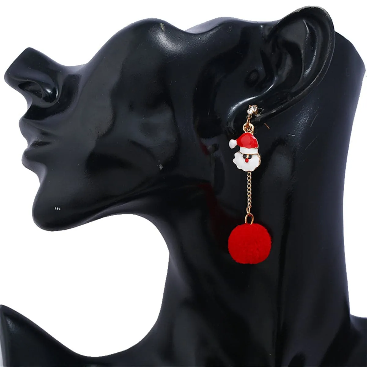 Cubic Zirconia & 18K Gold-Plated Santa Pom-Pom Drop Earrings