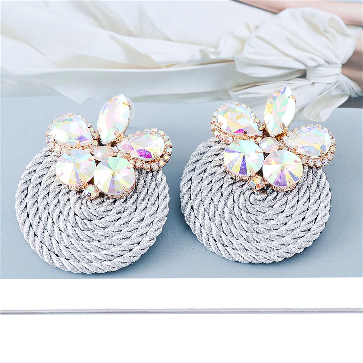 Cubic Zirconia & Crystal Butterfly Round Drop Earrings