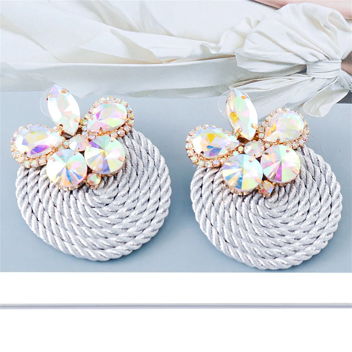 Cubic Zirconia & Crystal Butterfly Round Drop Earrings