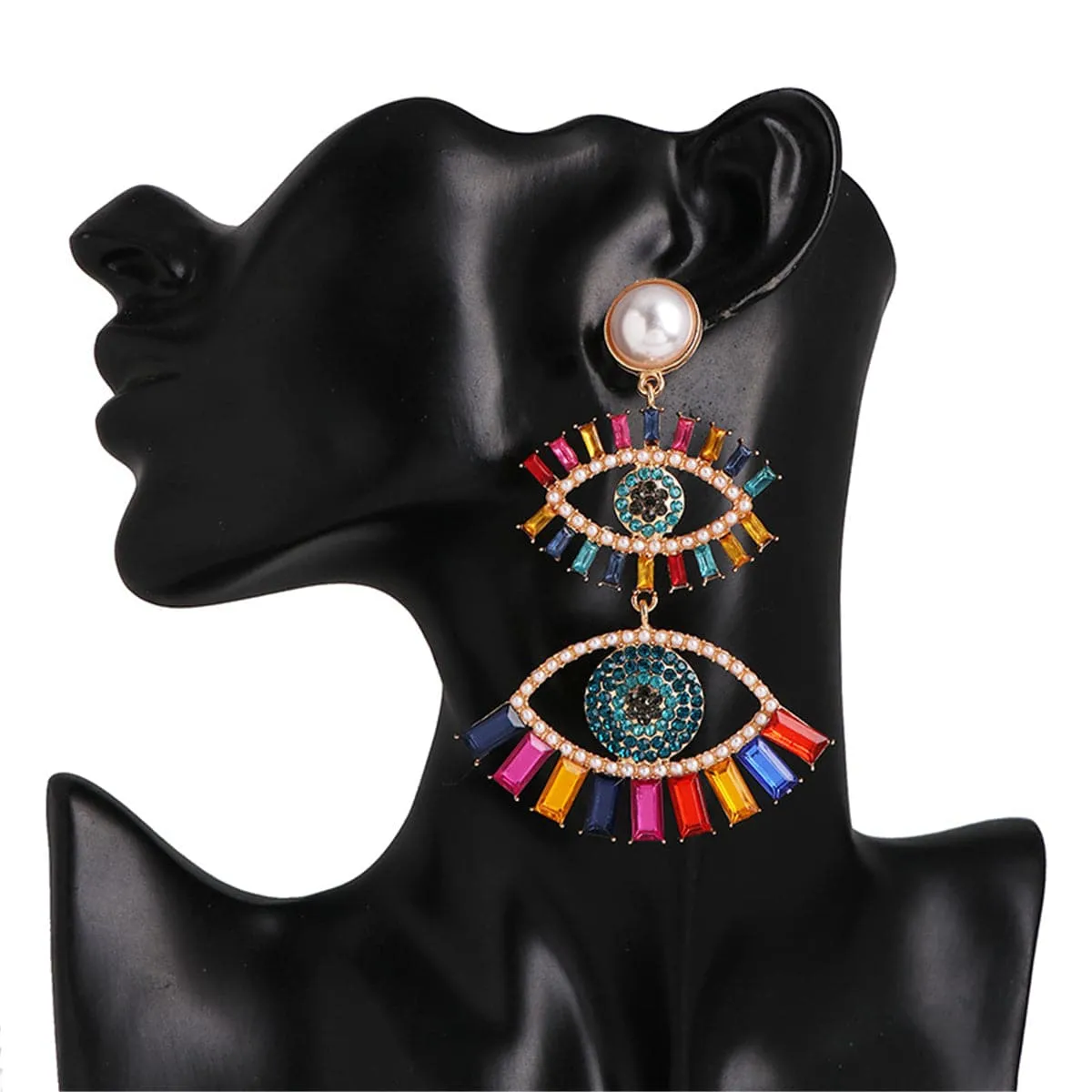 Cubic Zirconia & Pearl 18K Gold-Plated Eye Drop Earrings