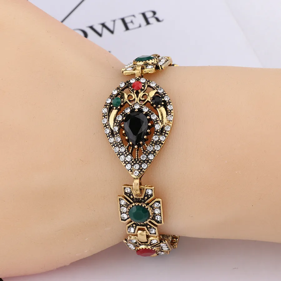 Cubic Zirconia & Resin 18K Gold-Plated Geometric Bracelet