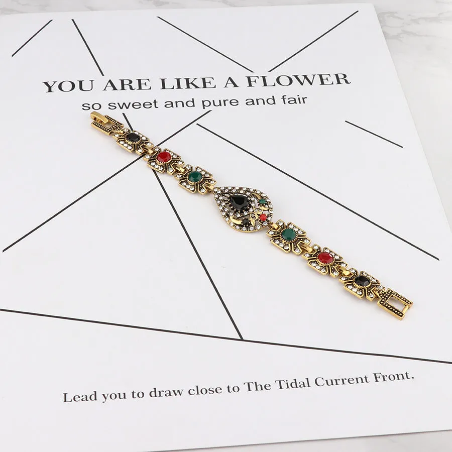Cubic Zirconia & Resin 18K Gold-Plated Geometric Bracelet
