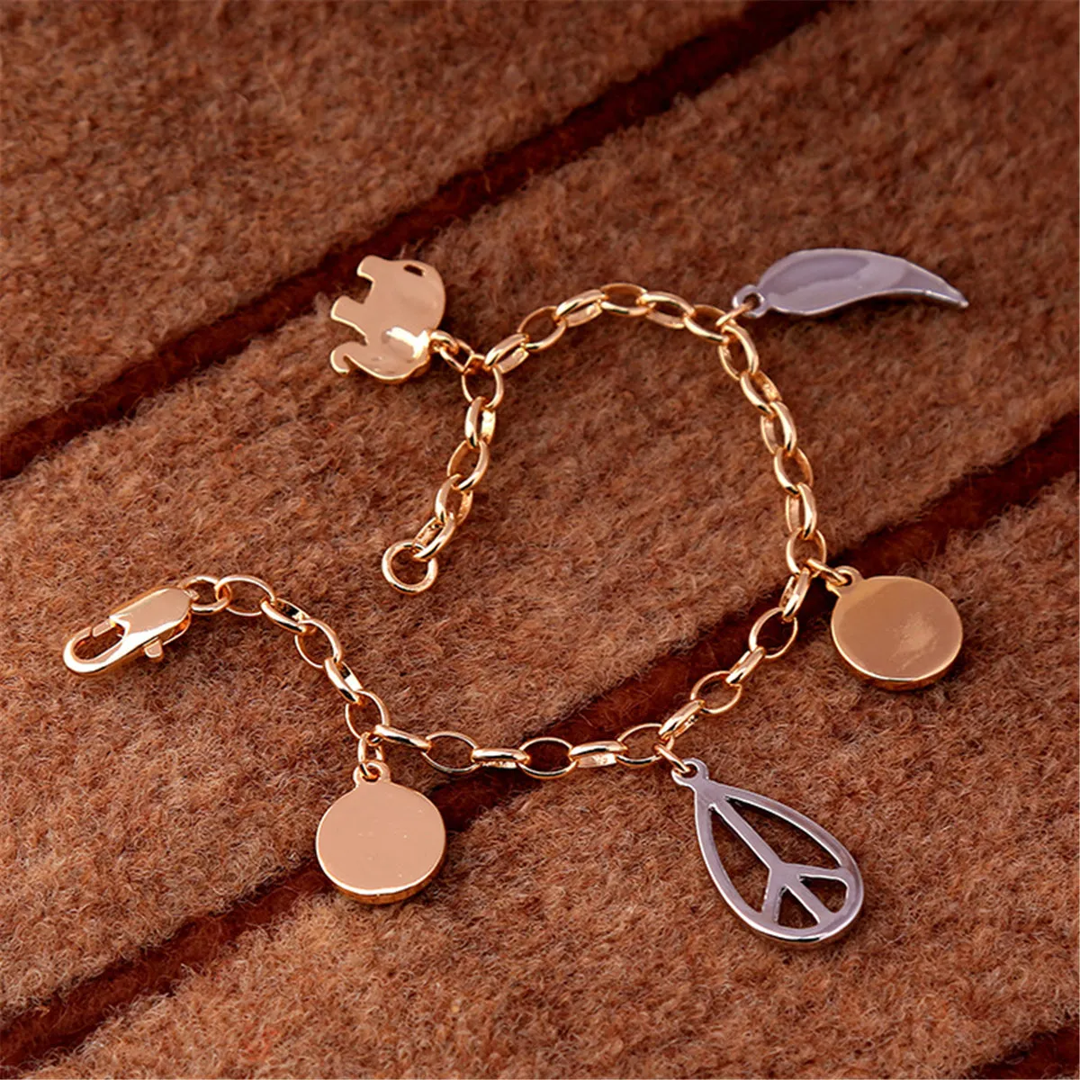 Cubic Zirconia & Two-Tone Hamsa Charm Bracelet