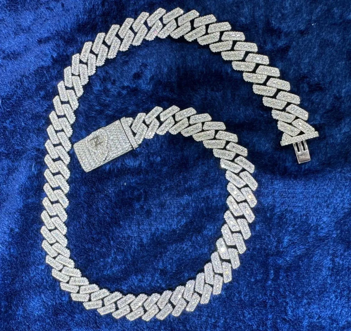 Custom Moissanite Diamond Lock 16mm Miami Cuban Emerald Cut Chain