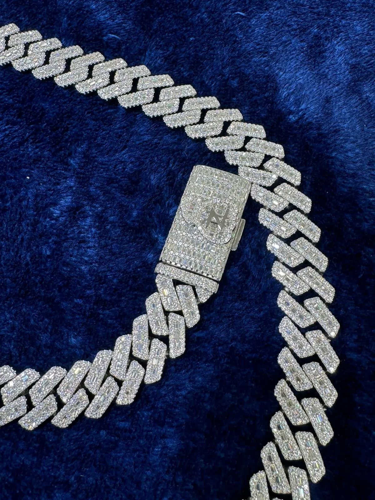 Custom Moissanite Diamond Lock 16mm Miami Cuban Emerald Cut Chain