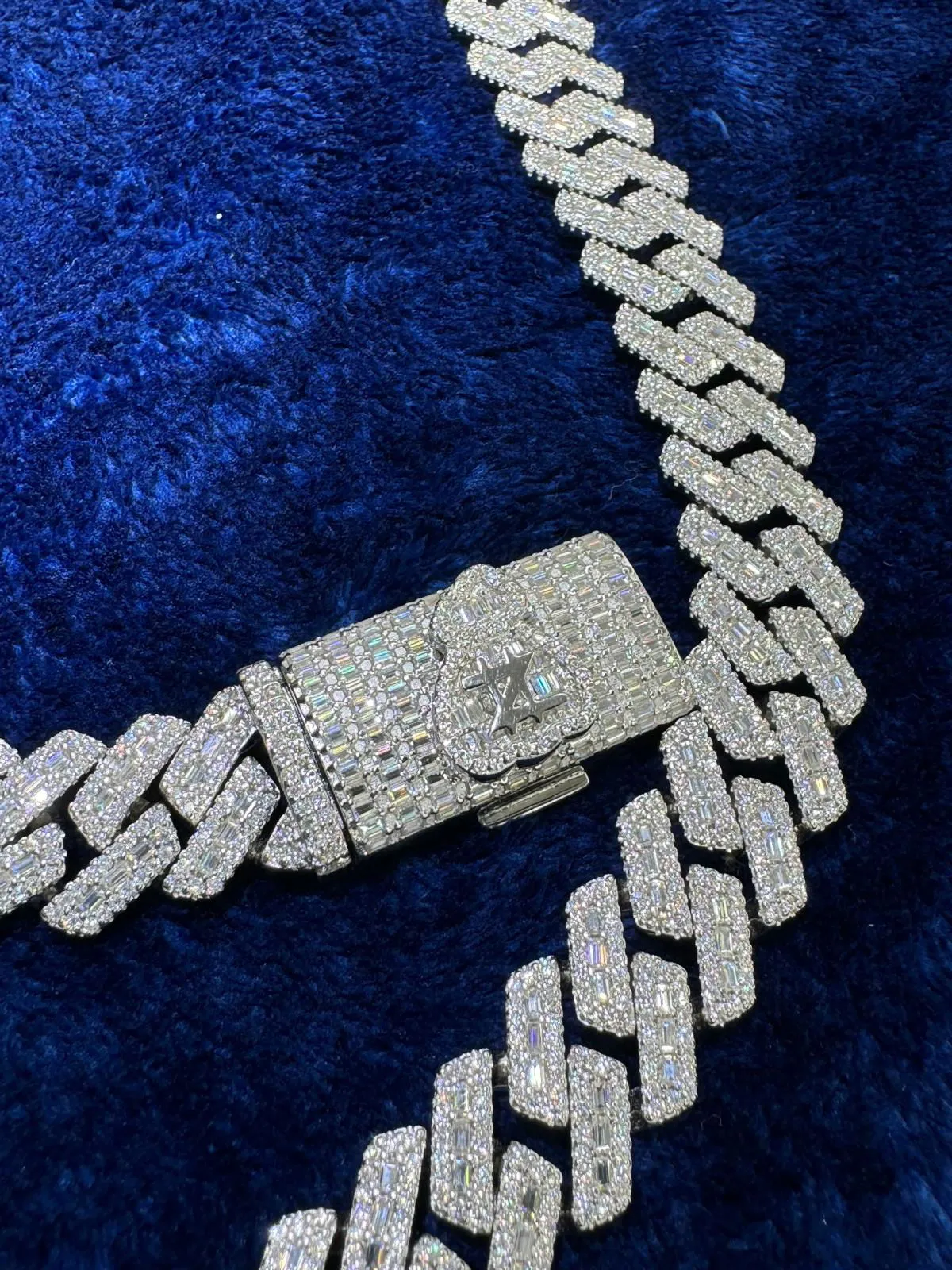 Custom Moissanite Diamond Lock 16mm Miami Cuban Emerald Cut Chain