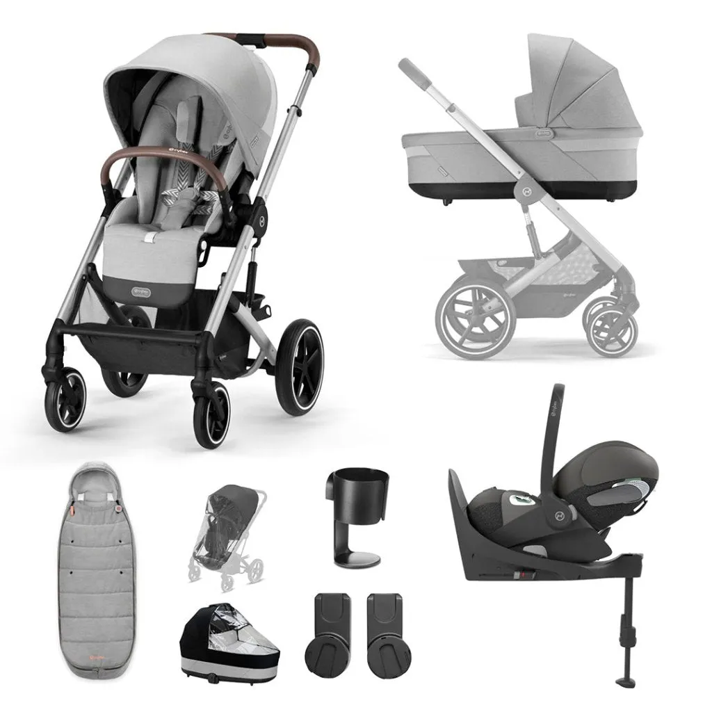 CYBEX BALIOS S Travel System Luxury Bundle with CLOUD T and Gold Footmuff - Lava Grey