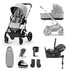 CYBEX BALIOS S Travel System Luxury Bundle with CLOUD T and Gold Footmuff - Lava Grey