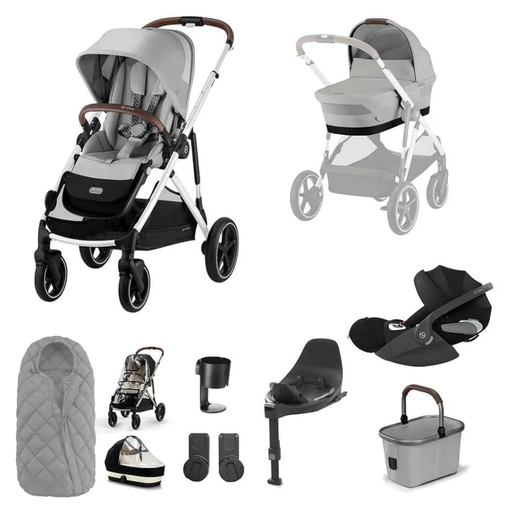 CYBEX Gazelle S Travel System Luxury Bundle With Snogga and CLOUD T - Lava Grey