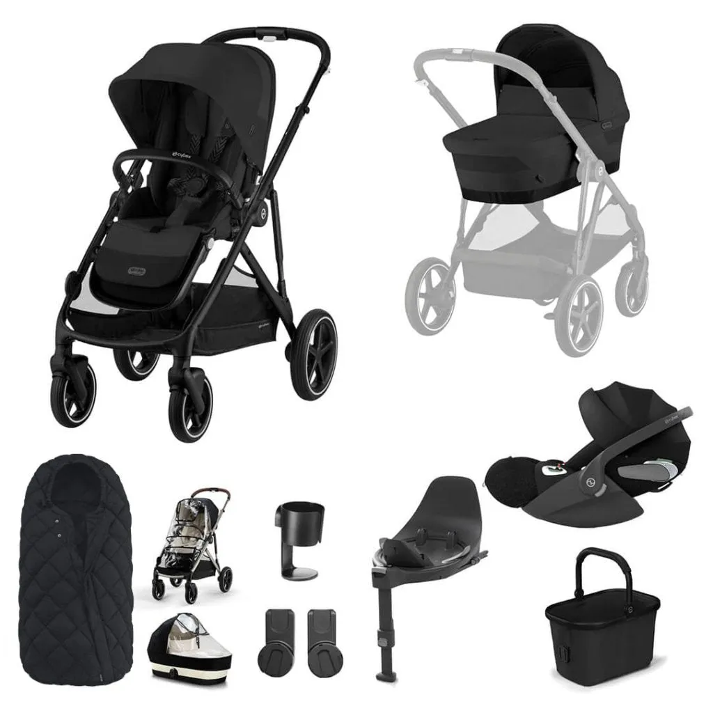 CYBEX Gazelle S Travel System Luxury Bundle With Snogga and CLOUD T - Moon Black